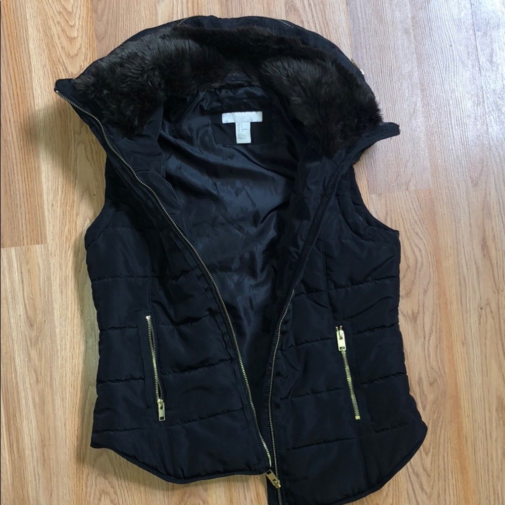 HM Premium vest black with fur collar